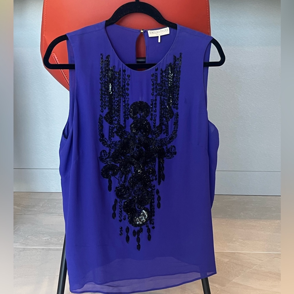 Emilio Pucci 3D Embellished Silk Top